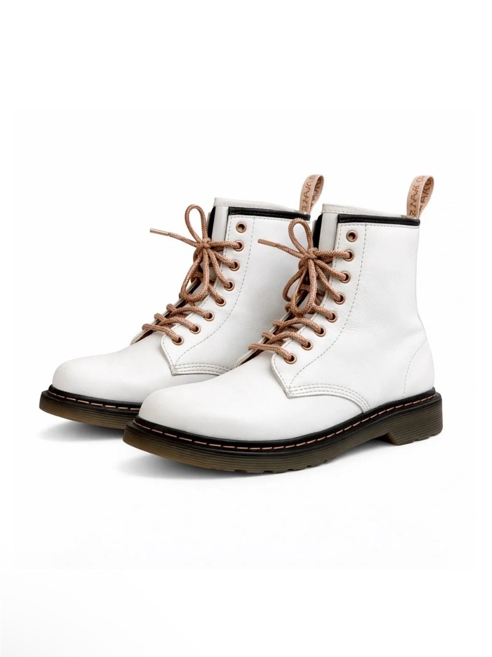 Dr. Martens 1460 J  White Leather w/Rose Gold Eyelets 8-Hole Boots Size US 5L/4M